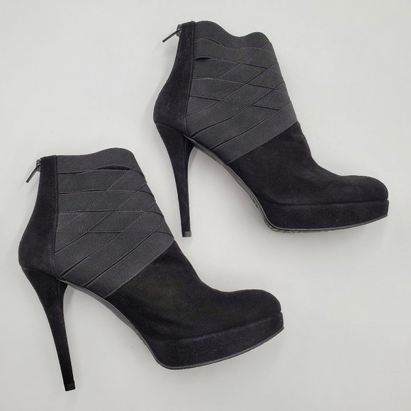 Stuart Weitzman - Black Suede Platform Booties - Picture 8 of 16